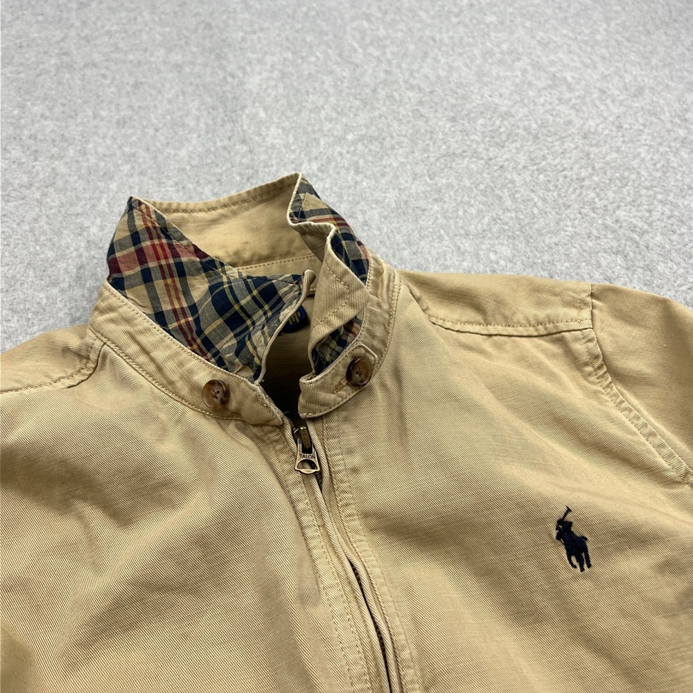 Polo Ralph Lauren Harrington Jacket Womens Large Beige Twill Zip Up Boxy Bomber - Picture 2 of 15